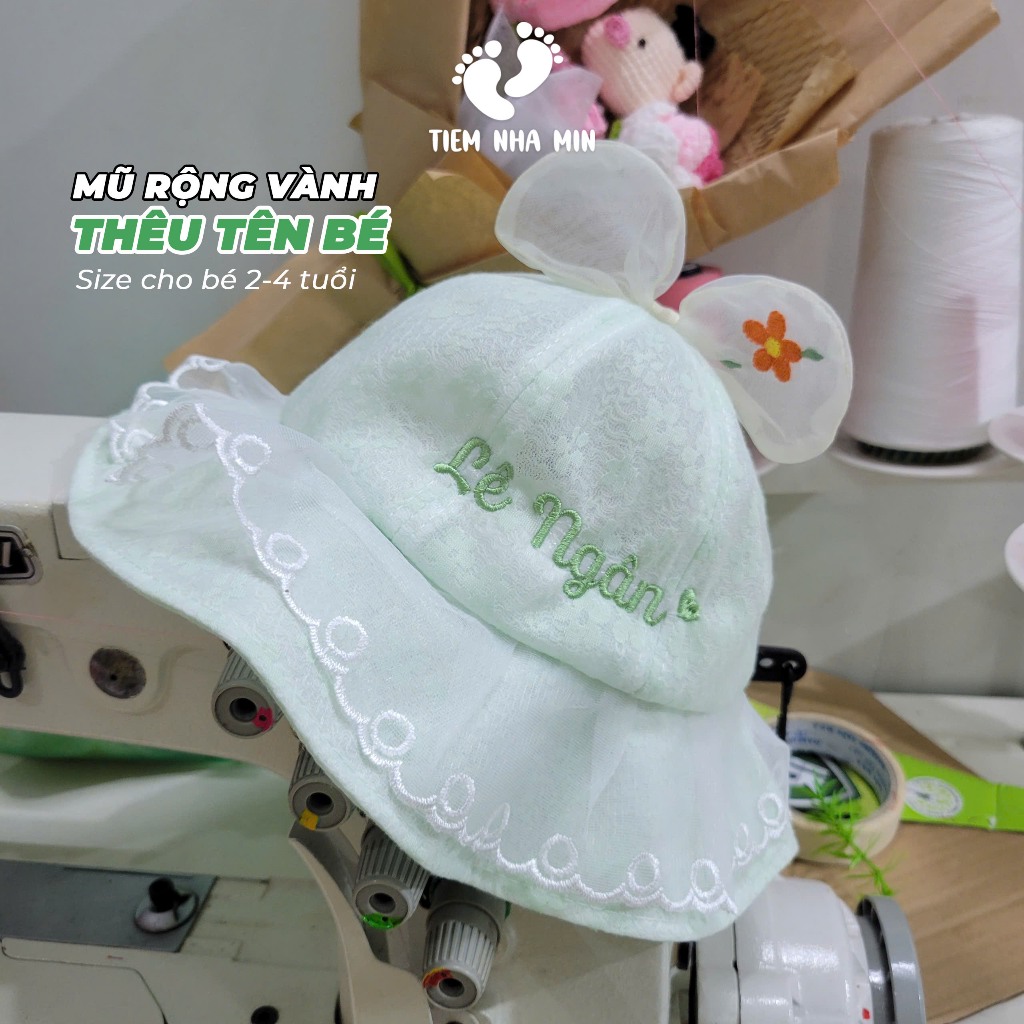 [Thêu Tên][Bé 2-4 tuổi] Mũ tai bèo chống nắng rộng vành dễ thương cho bé gái [MUX-11] - Tiệm Nhà Min
