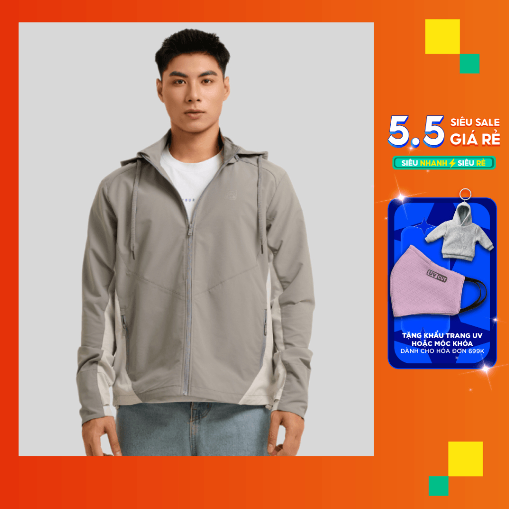 Áo Khoác Dù UV Pro Nam Chống Nắng Couple TX Phối Màu Sun Mate Nón Tháo Rời MOK 1061