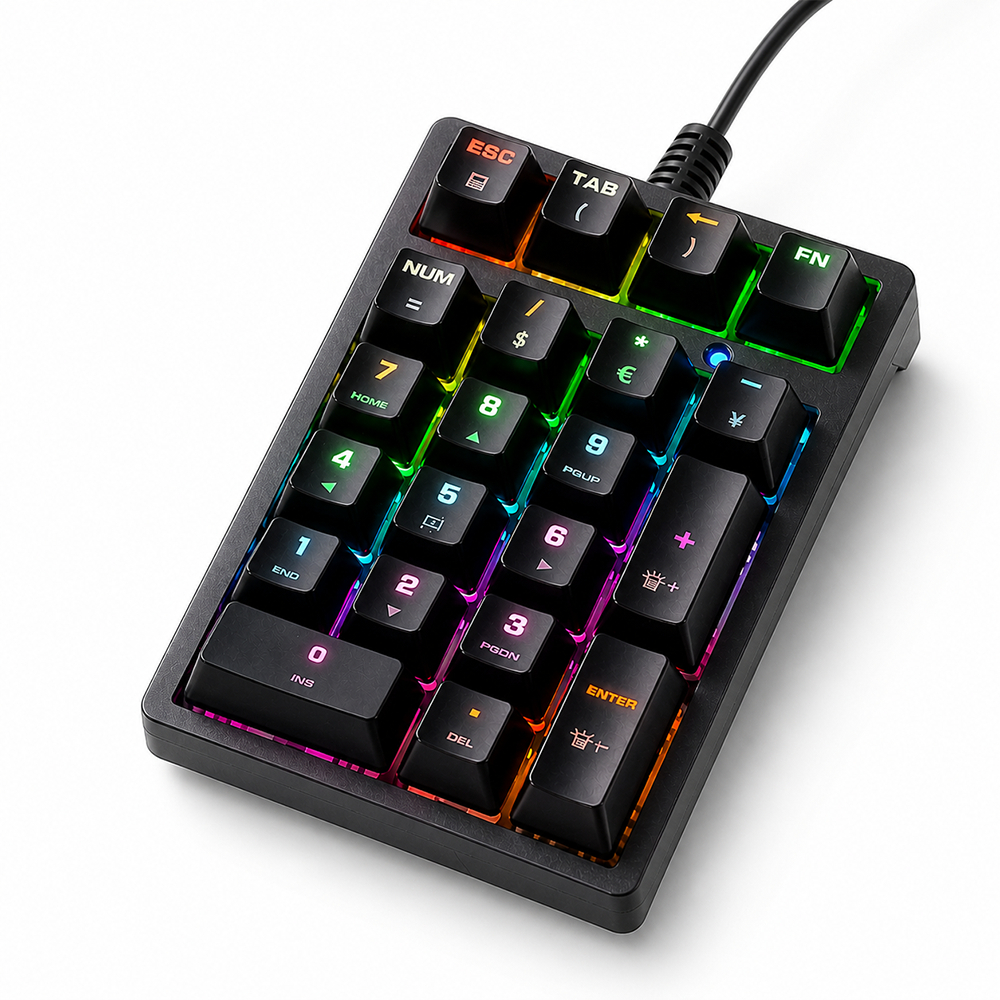 Bàn Phím Số Cơ T21(K21) Mini Nhỏ Gọn 21 Phím Công Tắc RGB Có Dây USB Cắm | EZPC DECOR