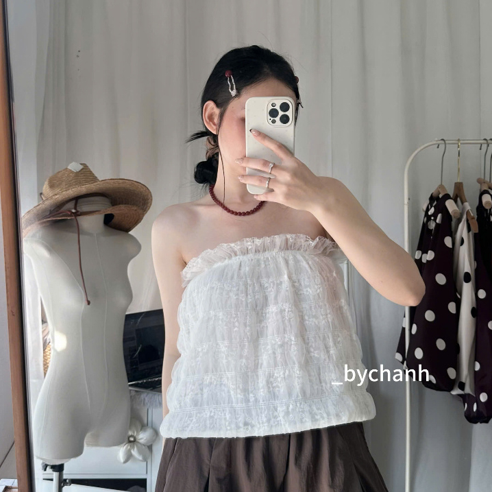 𝐛𝐲𝐂𝐡𝐚𝐧𝐡 - Áo Quây Ren Lưới 3 Lớp