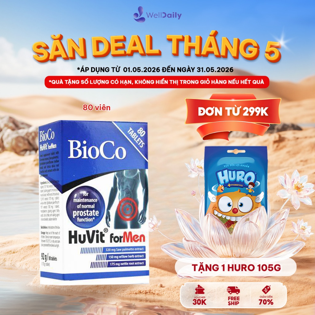 Viên uống duy trì chức năng tuyến tiền liệt Bioco Huvit for Men 80 viên [HSD 9/2027]
