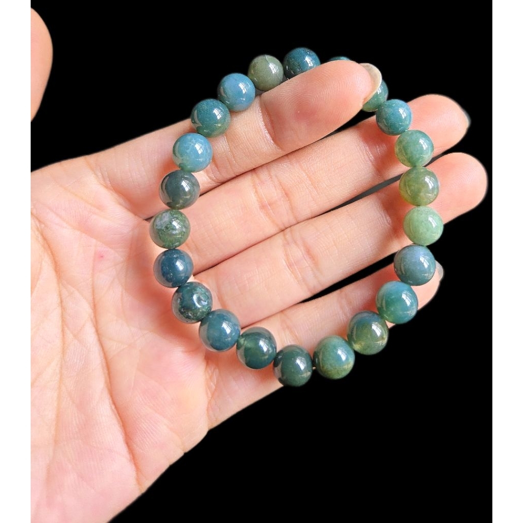 Vòng tay Moss Agate - Mã Não Rêu size ~8mm