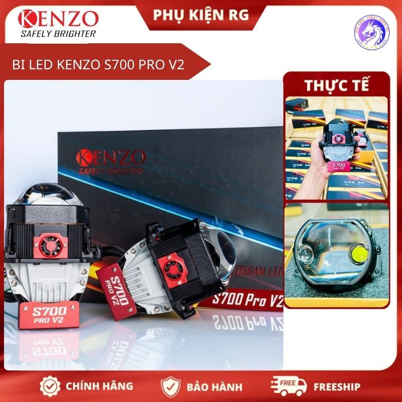 Kenzo S700 PRO V2, Bi LED Kenzo S700 Pro V2 – Tăng Sáng Ô Tô Xe Máy 75W/100W, Lens TIR  Cos Pha Cực 