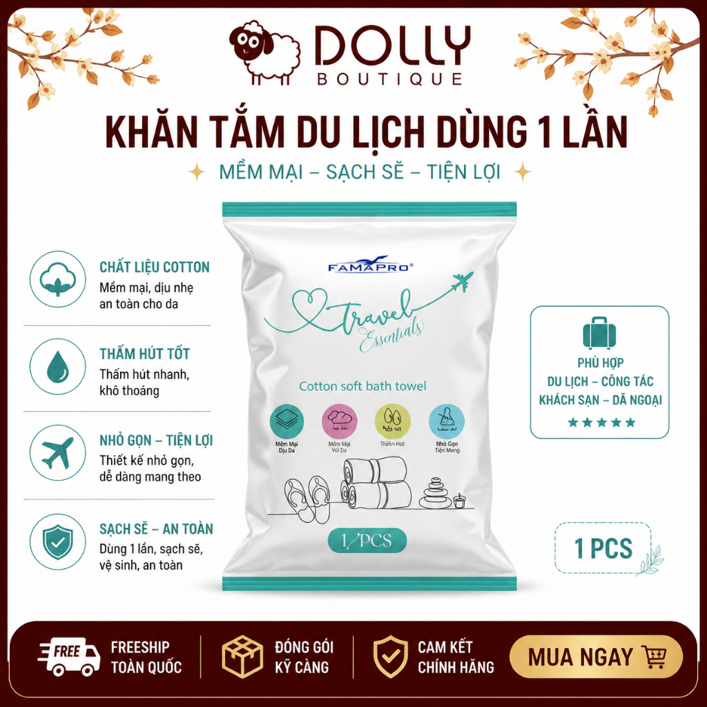 Khăn Tắm Nén Du Lịch Dùng 1 Lần Travel Famapro Cotton Soft Bath Towel 70x140cm - Du lịch Quy Nhơn | BigBuy360 - bigbuy360.vn