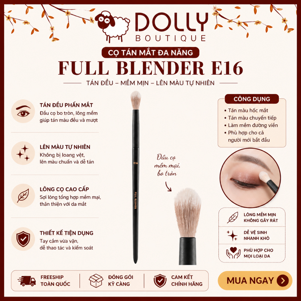 Cọ Tán Phấn Mắt Vacosi Full Blender Brush E16