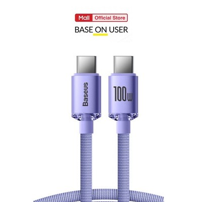 Cáp sạc nhanh PD100W TypeC to TypeC Baseus Crystal dây nylon bện dù, dài 1m dùng cho laptop,máy tính,...