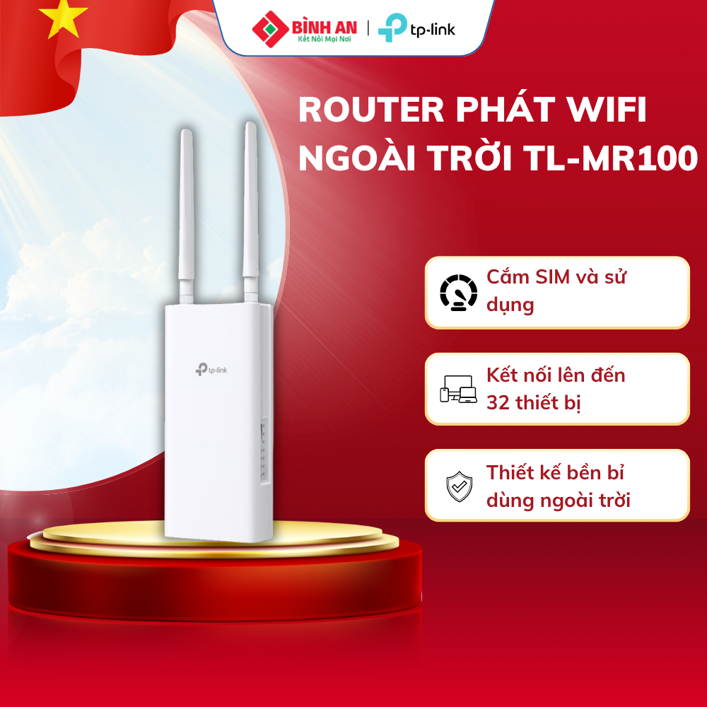 Bộ Phát Wi-Fi Ngoài Trời TP-LINK TL-MR100-Outdoor 4G, Tốc Độ 300Mbps, Internet Ổn Định Ở Mọi Nơi