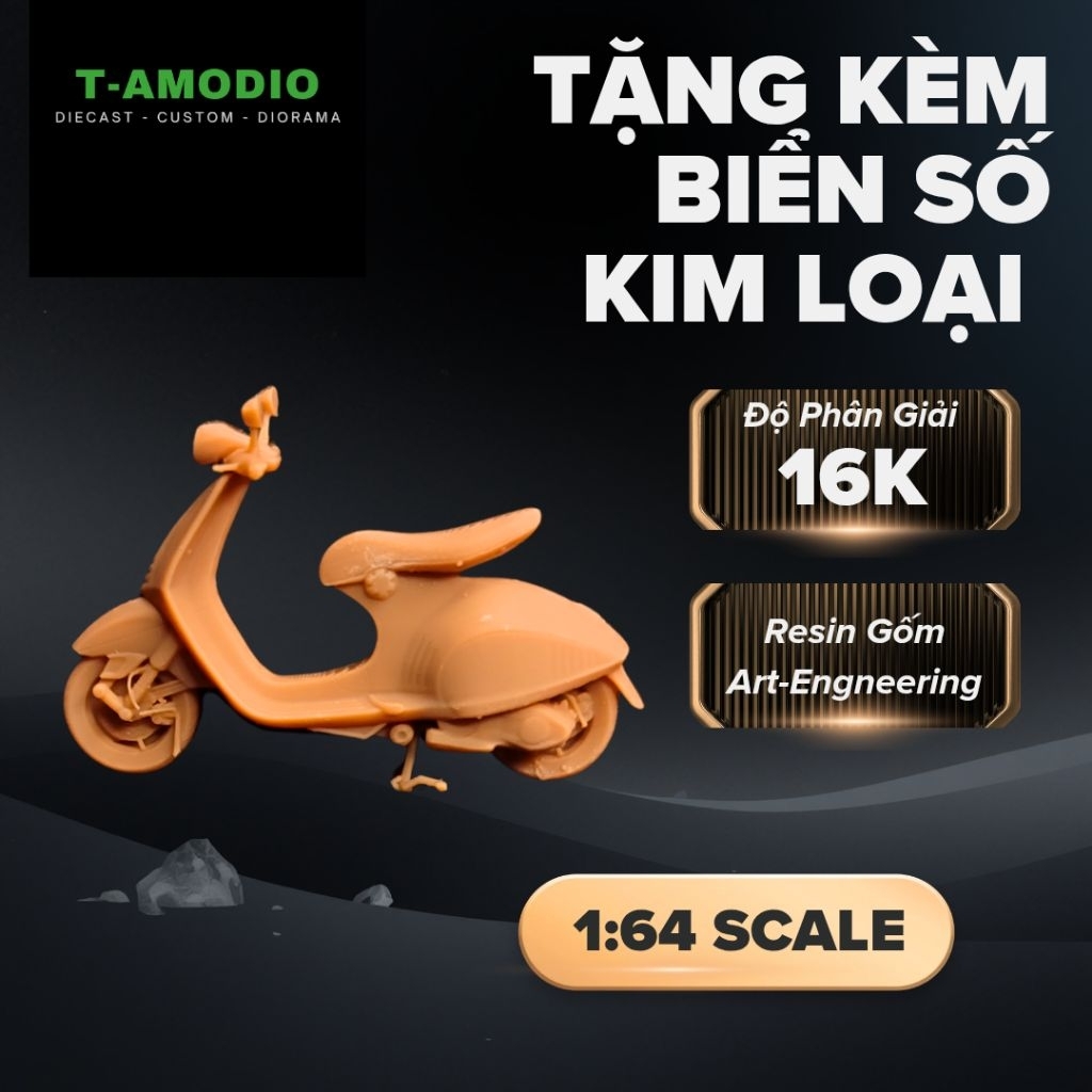T-AmoDio - Phôi mô hình Vespa 946 - Scale 1:64 - Trang trí Diorama