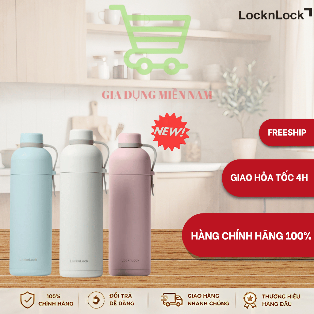 Bình giữ nhiệt LocknLock Belt Bottle LHC4267, dung tích 490ml - Hàng Chính Hãng