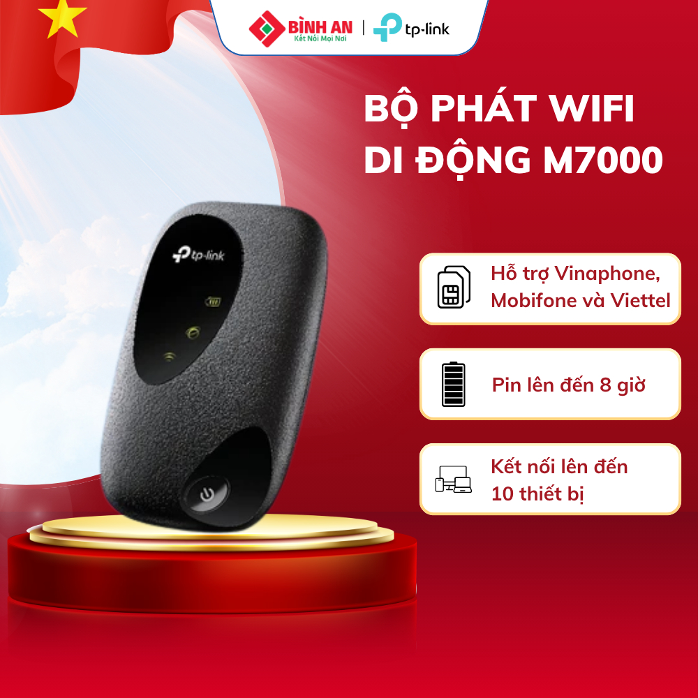 Bộ Phát Wifi Di Động TP-Link M7000 4G LTE 150Mbps | Pin 8 Tiếng