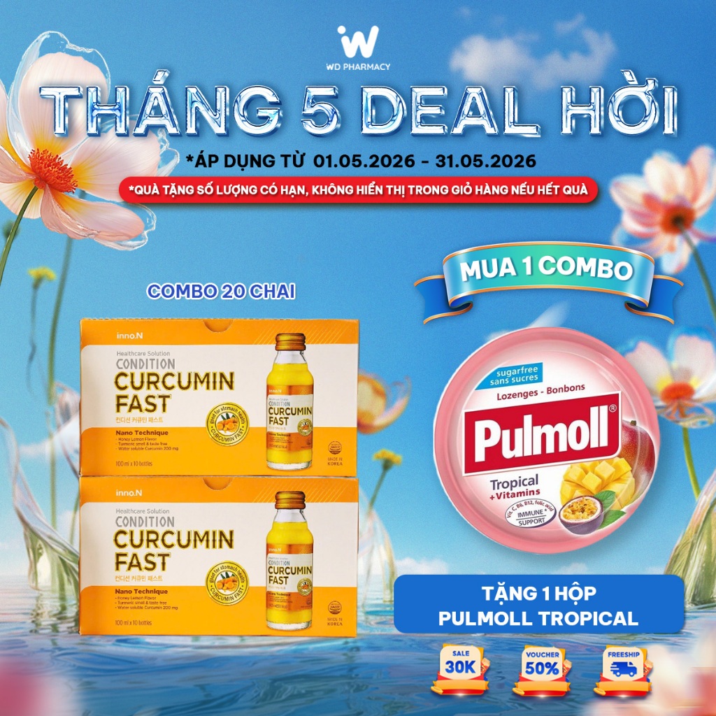 Combo 20 chai nước tinh nghệ Nano Condition Curcumin Fast bảo vệ chức năng dạ dày 100ml