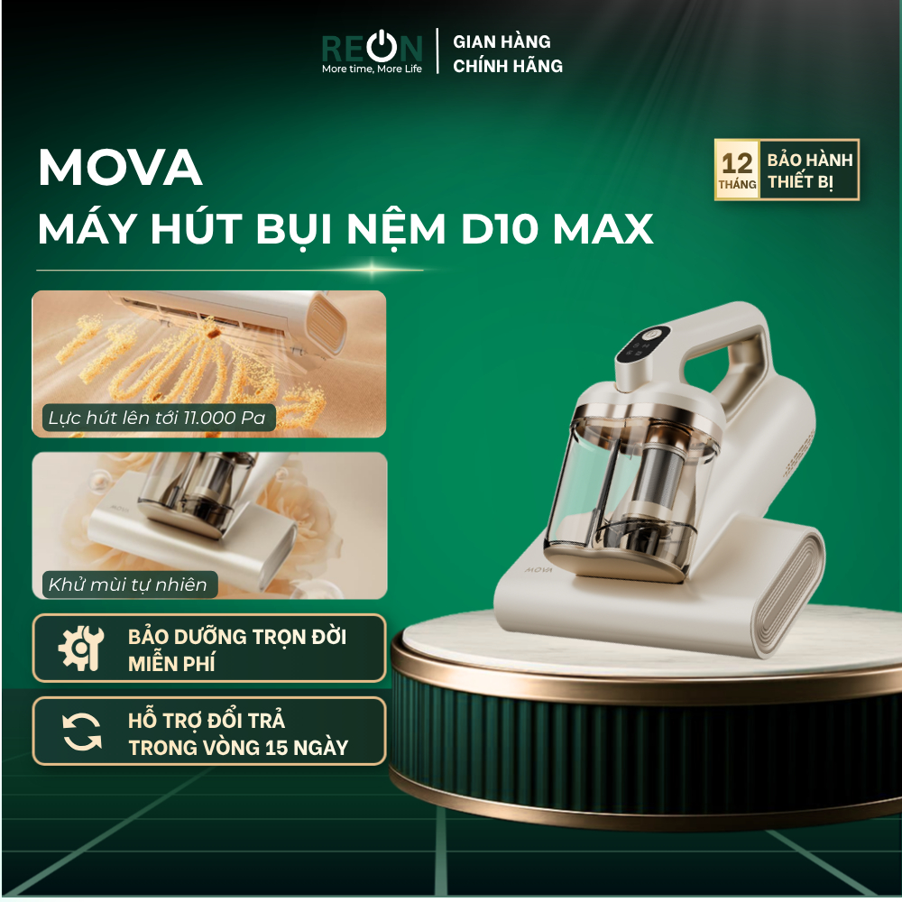 Máy hút bụi nệm Mova D10 Max Mova - Lực Hút 11000Pa - Diệt Khuẩn UV Sấy Nóng Cầm Tay Tiện Lợi