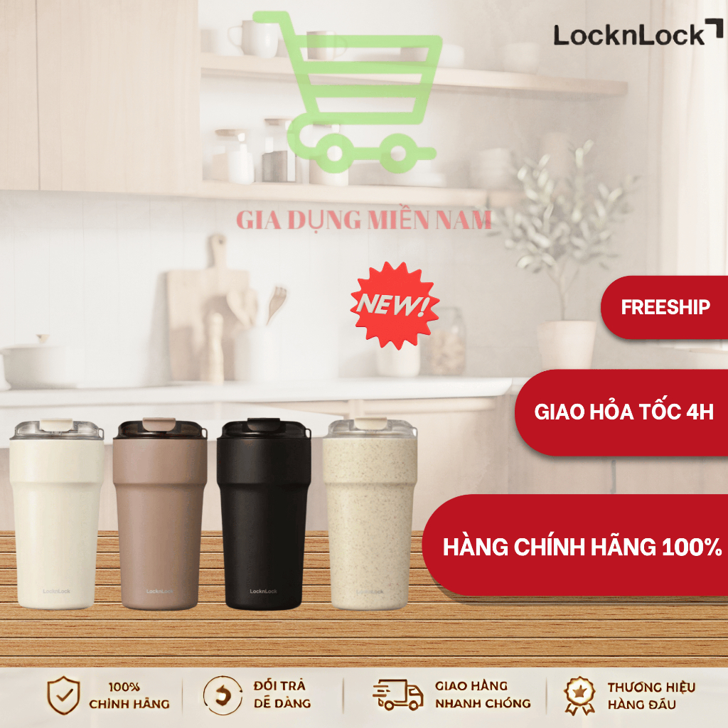Bình giữ nhiệt LocknLock Metro cafe 500ml - Màu đen, trắng, nâu, ngà - LHC4357