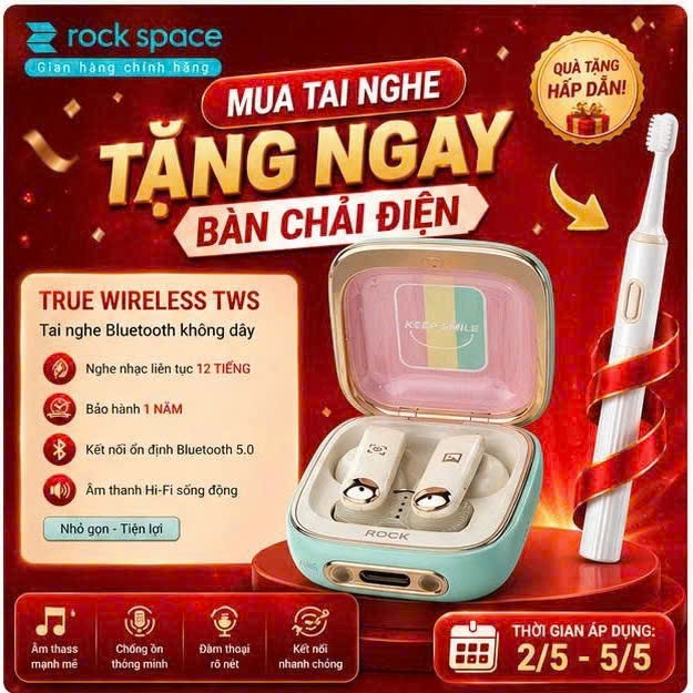Tai nghe bluetooth không dây nhét tai TWS Rockspace Retro Style có mic chơi game nghe nhạc có BH | BigBuy360 - bigbuy360.vn