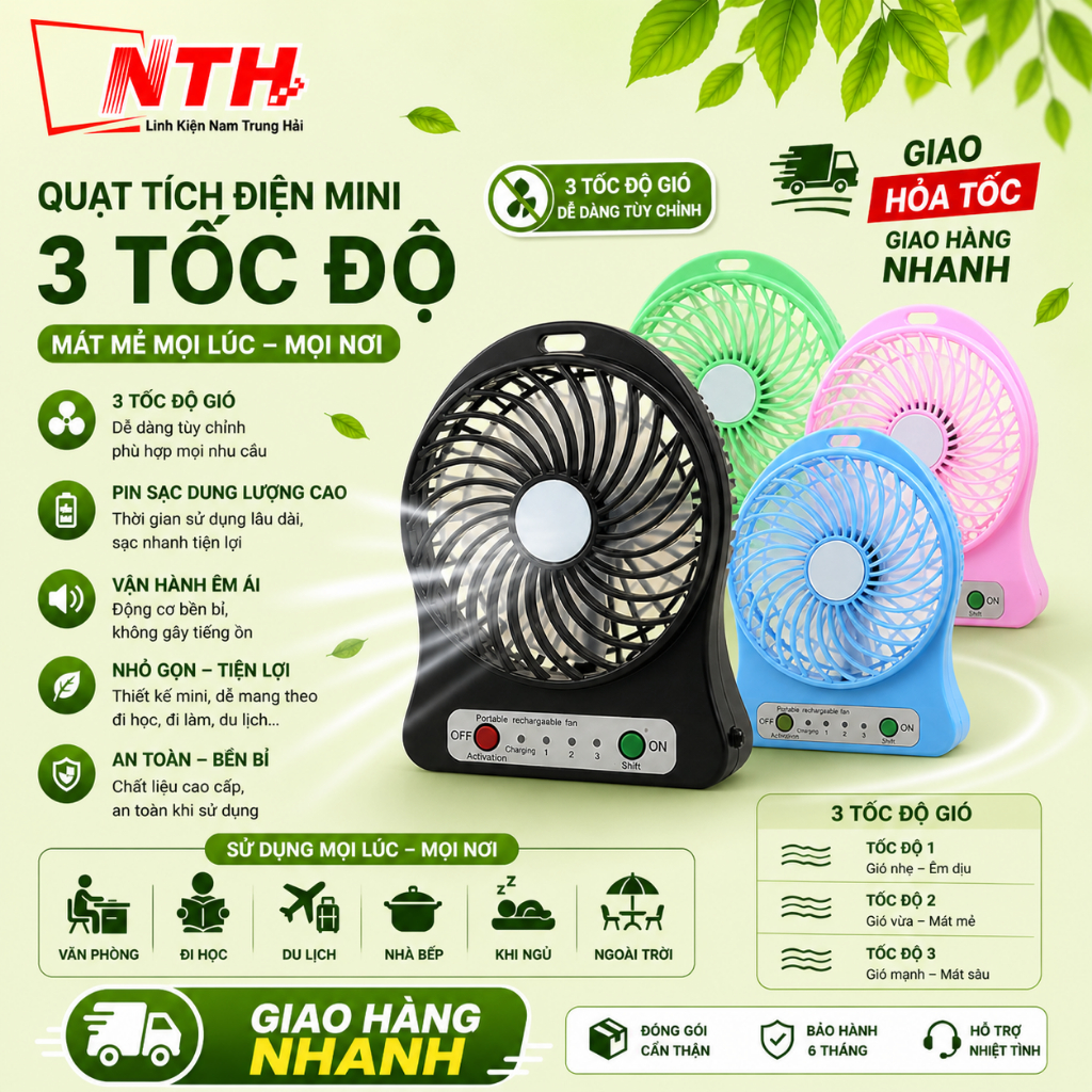 Quạt 3 tốc độ mini