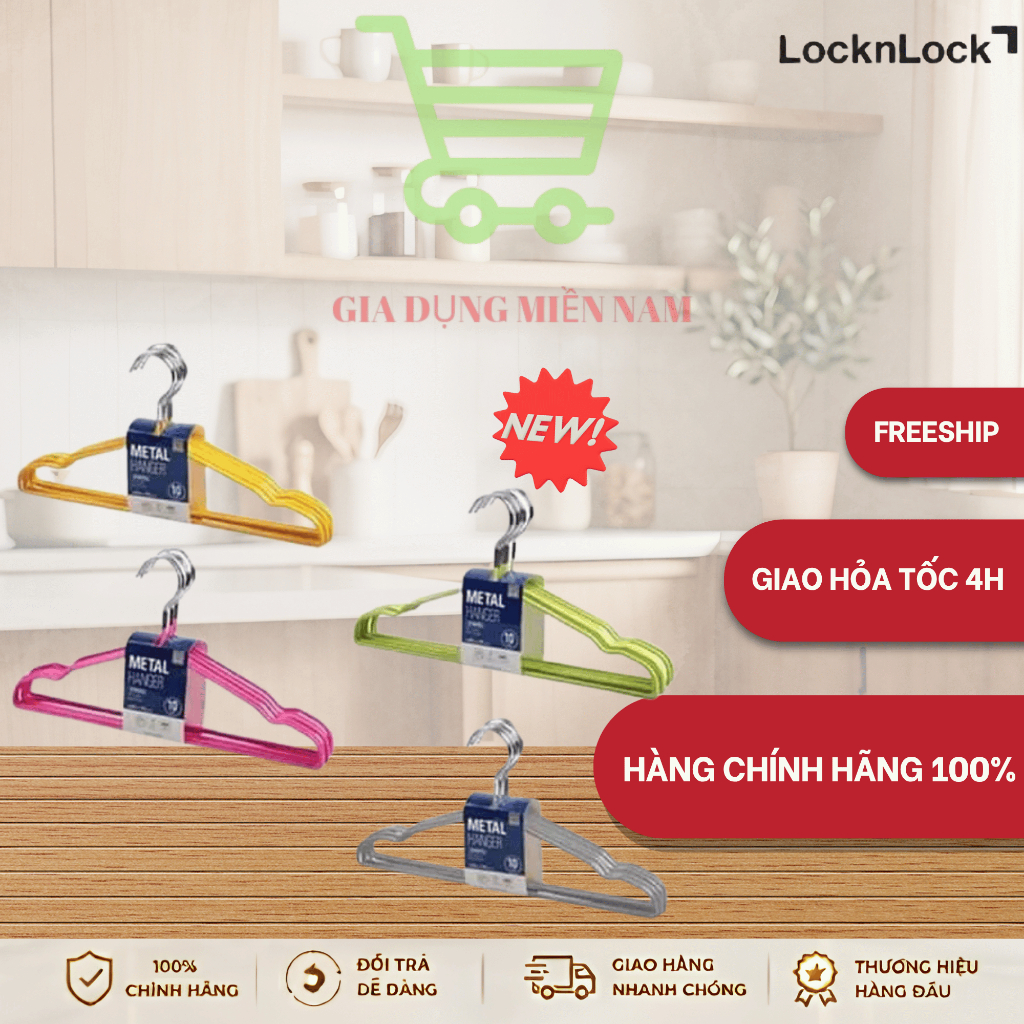 SET 10 MÓC TREO QUẦN ÁO LOCKNLOCK ETM376 - Hàng Chính Hãng (shop giao màu ngẫu nhiên)