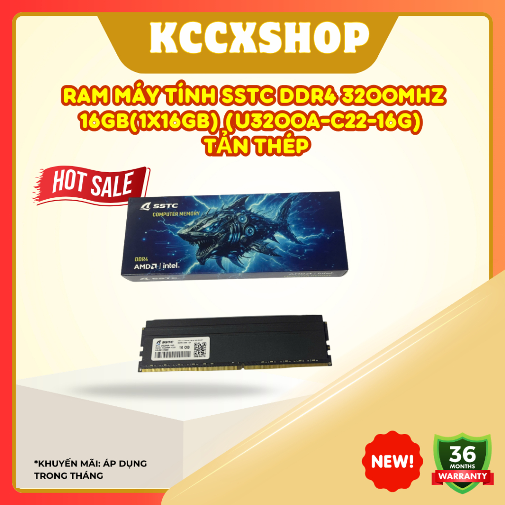 RAM SSTC DDR4 16GB 3200MHz Chính Hãng | 1x16GB DIMM Desktop | Bus 3200 | CL22 | Điện áp 1.2V | U3200