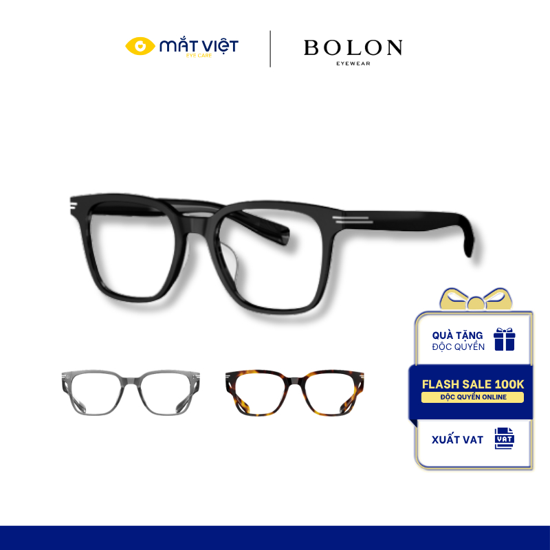 Gọng Kính Unisex BOLON BJ3226, Gọng Kính Acetate, Gọng Kính Vuông, Mắt Kính Mắt Việt