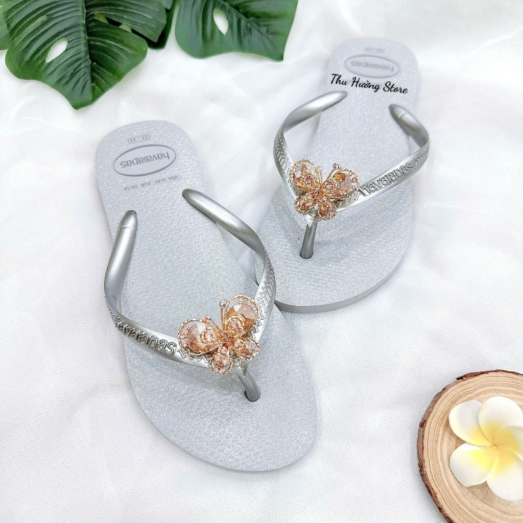 Havaianas -Dép Gloss Xám 2026 Gắn Charm Nhí Tổng Hợp Từ Brazil Cao Su Non Tự Nhiên Chống Trơn Trượt 