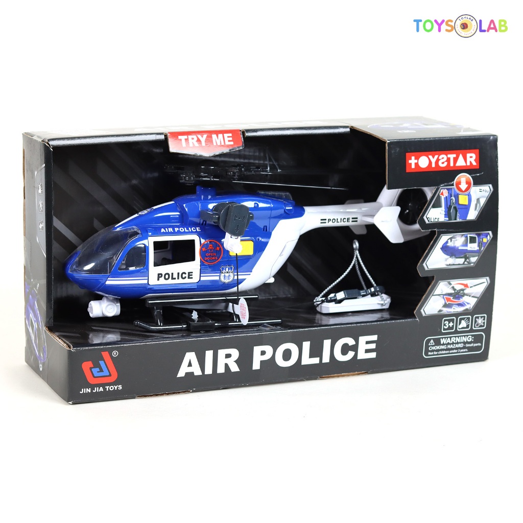 Mô Hình Máy Bay Trực Thăng POLICE Chạy Cót - Có Cáng Cứu Hộ - Chính Hãng TOYSTAR