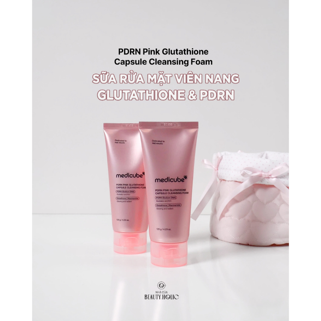 Sữa rửa mặt viên nang cá hồi dưỡng ẩm sáng da MEDICUBE PDRN PINK GLUTATHIONE CAPSULE CLEANSING FOAM 