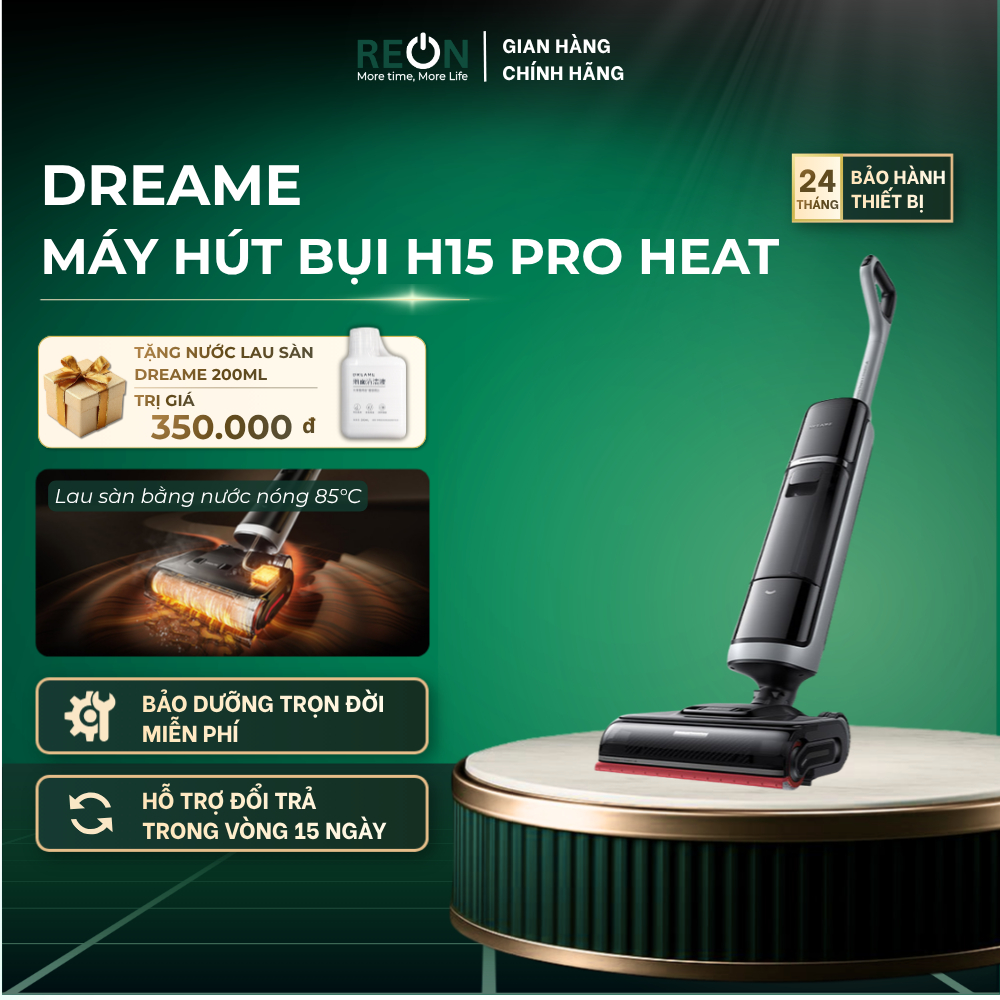 Máy hút bụi lau nhà khô và ướt Dreame H15 Pro Heat Dreame - Nước nóng AI tự giặt sấy cao cấp