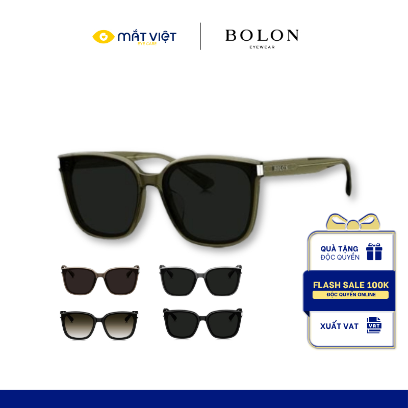 Kính Mát Unisex BOLON BL3151, Kính Mát Thời Trang Unisex Vuông Cao Cấp, Kính Mát Nhựa, Mắt Kính Mắt 