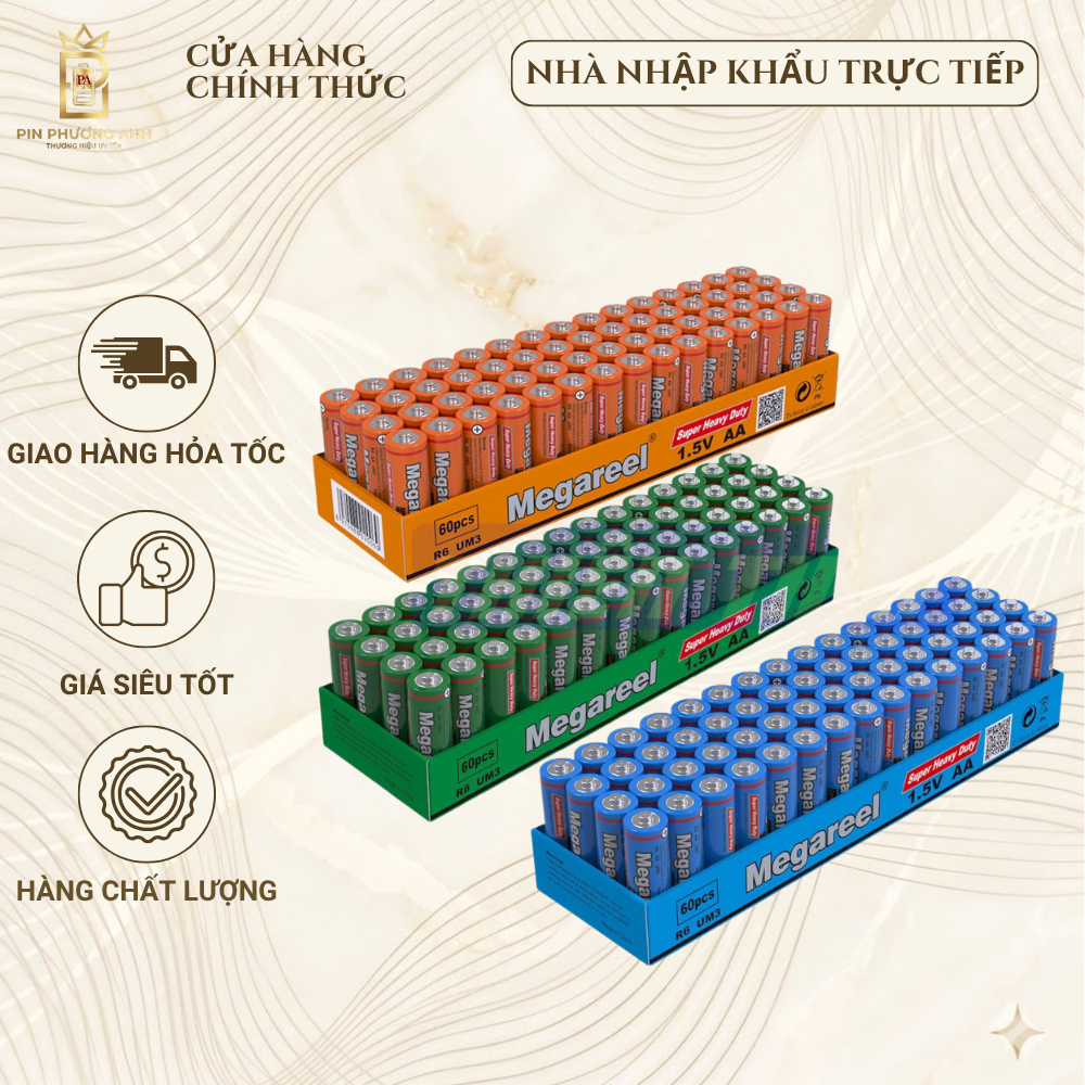 Hộp 60 viên Pin Tiểu Đũa Pin AA / AAA Carbon R6 / R03 Megareel / SealPower 1.5V 2A 3A giá tốt.