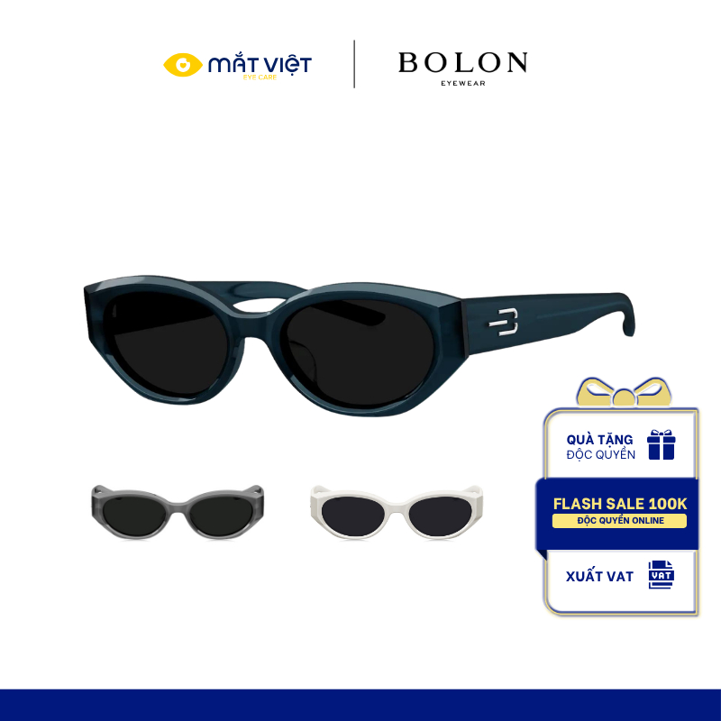 Kính Mát Unisex BOLON BX3003, Kính Mát Thời Trang Mắt Mèo Cao Cấp, Kính Mát Acetate, Mắt Kính Mắt Vi