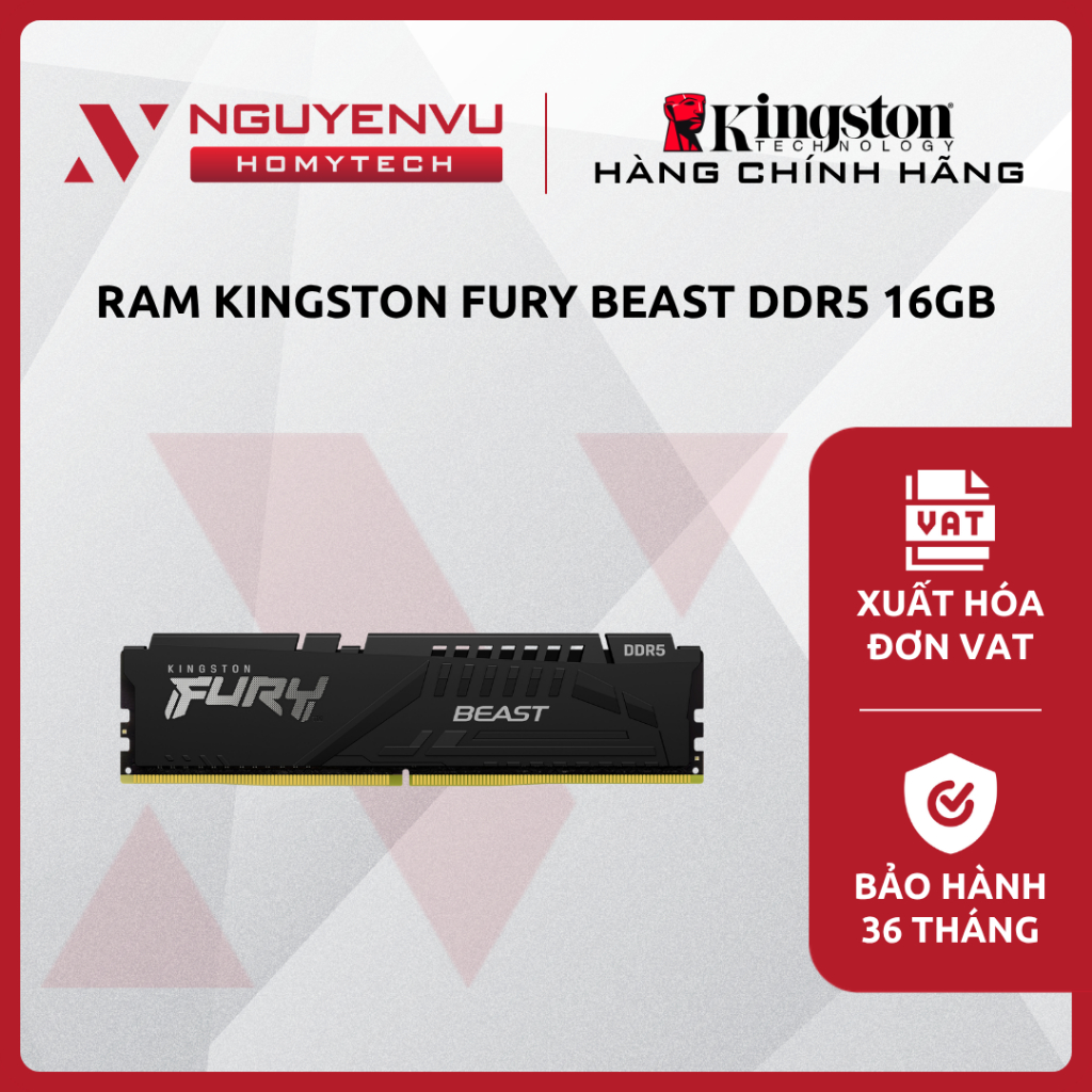 [Full VAT] RAM Kingston FURY Beast DDR5 - 16GB - 5600MT/s (KF556C40BB-16WP) - CHÍNH HÃNG