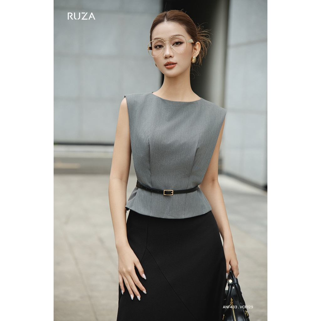 Áo sơ mi nữ tay ngắn RUZA thiết kế sang trọng thời trang công sở thanh lịch ANF433