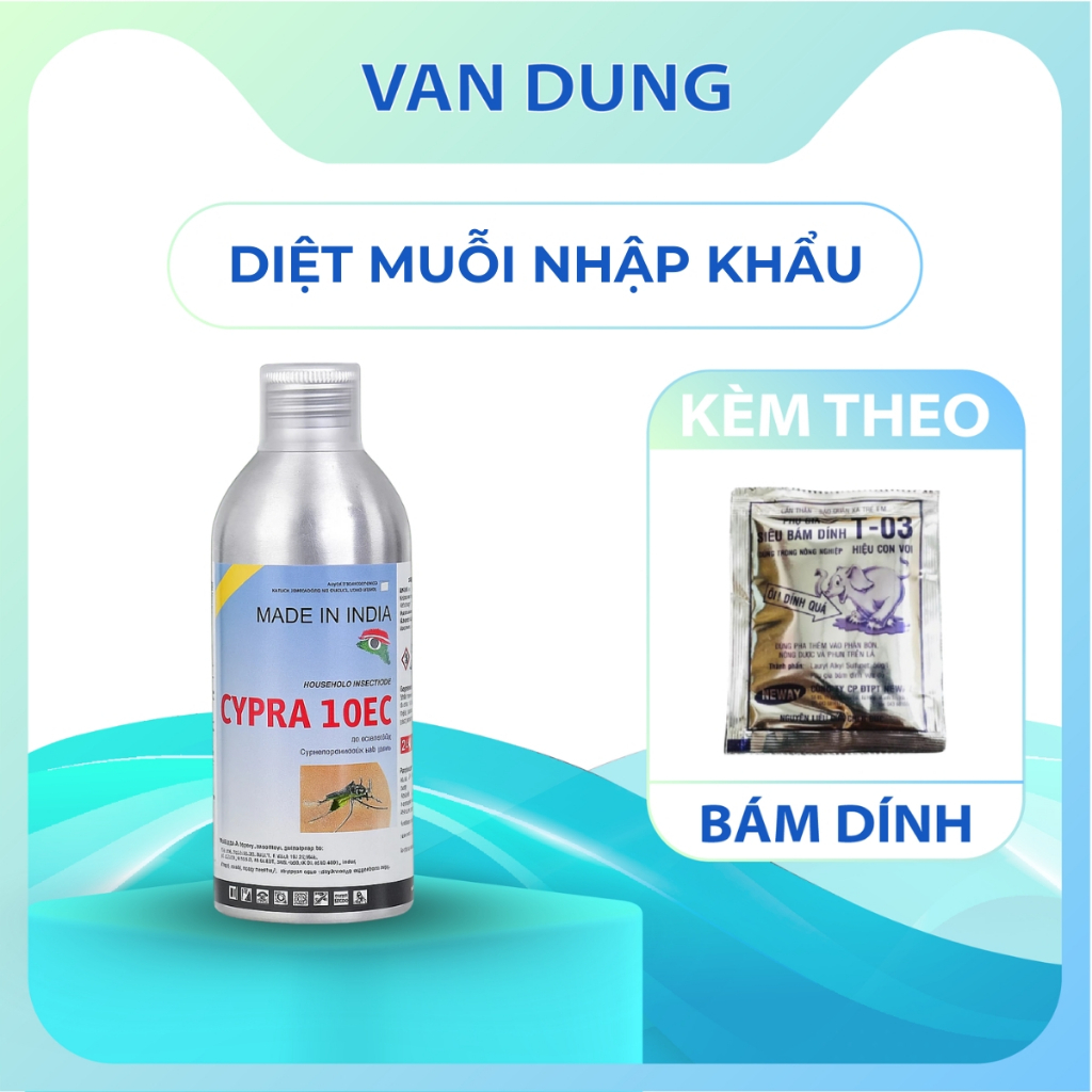 T.huốc diệt muỗi nhập khẩu tứ Ấn Độ Cypra 10EC loại 1lit, tặng bám dính kèm theo