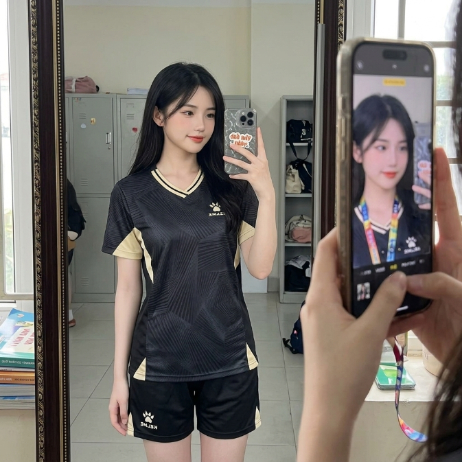 Bộ quần áo thể thao KELME ĐEN in tên số, áo đá bóng chất liệu mè thấm hút mồ hôi