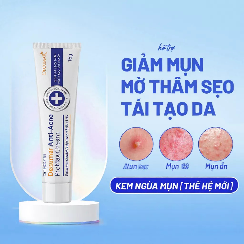 Giảm Mụn Mờ Thâm Gel Decumar Anti-Acne ProMax Cream 15g BHA LHA