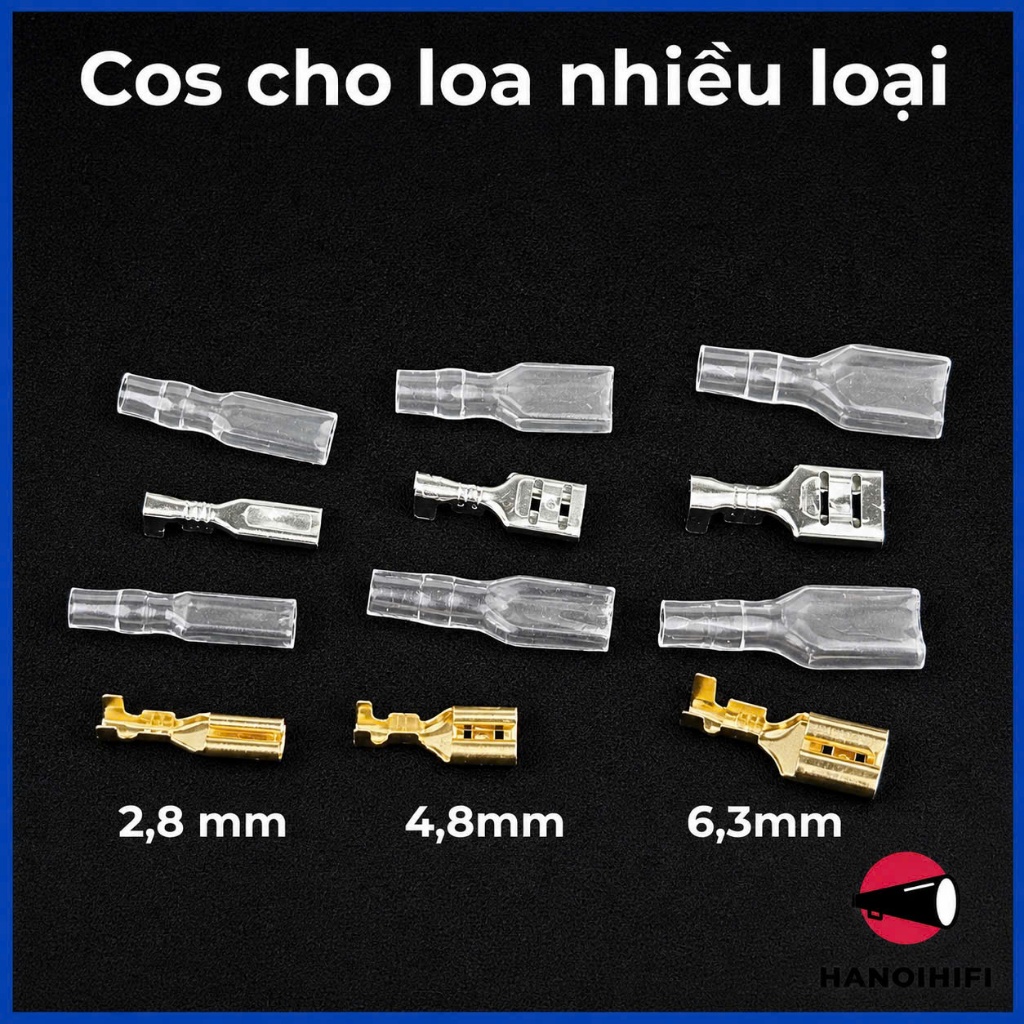 Combo 8 chiếc Cos loa, jack bấm cho loa kèm vỏ cách điện nhiều cỡ từ Hà Nội Hifi