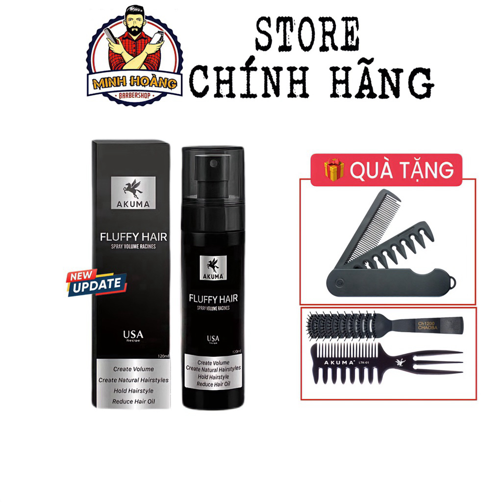 Xịt bồng bềnh Akuma Fluffy Hair 120ml chính hãng, giúp tạo phồng tóc nhanh chóng