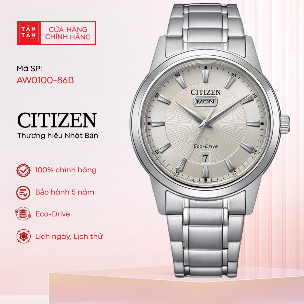 Đồng Hồ Nam Citizen  AW0100-86B Eco-Drive 40mm - Đồng Hồ Tân Tân