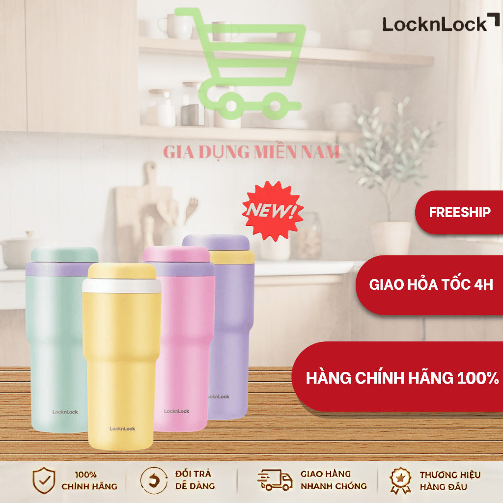 Bình giữ nhiệt LocknLock  Daily Macaron Tumbler LHC3292, dung tích 480ml - Hàng Chính Hãng