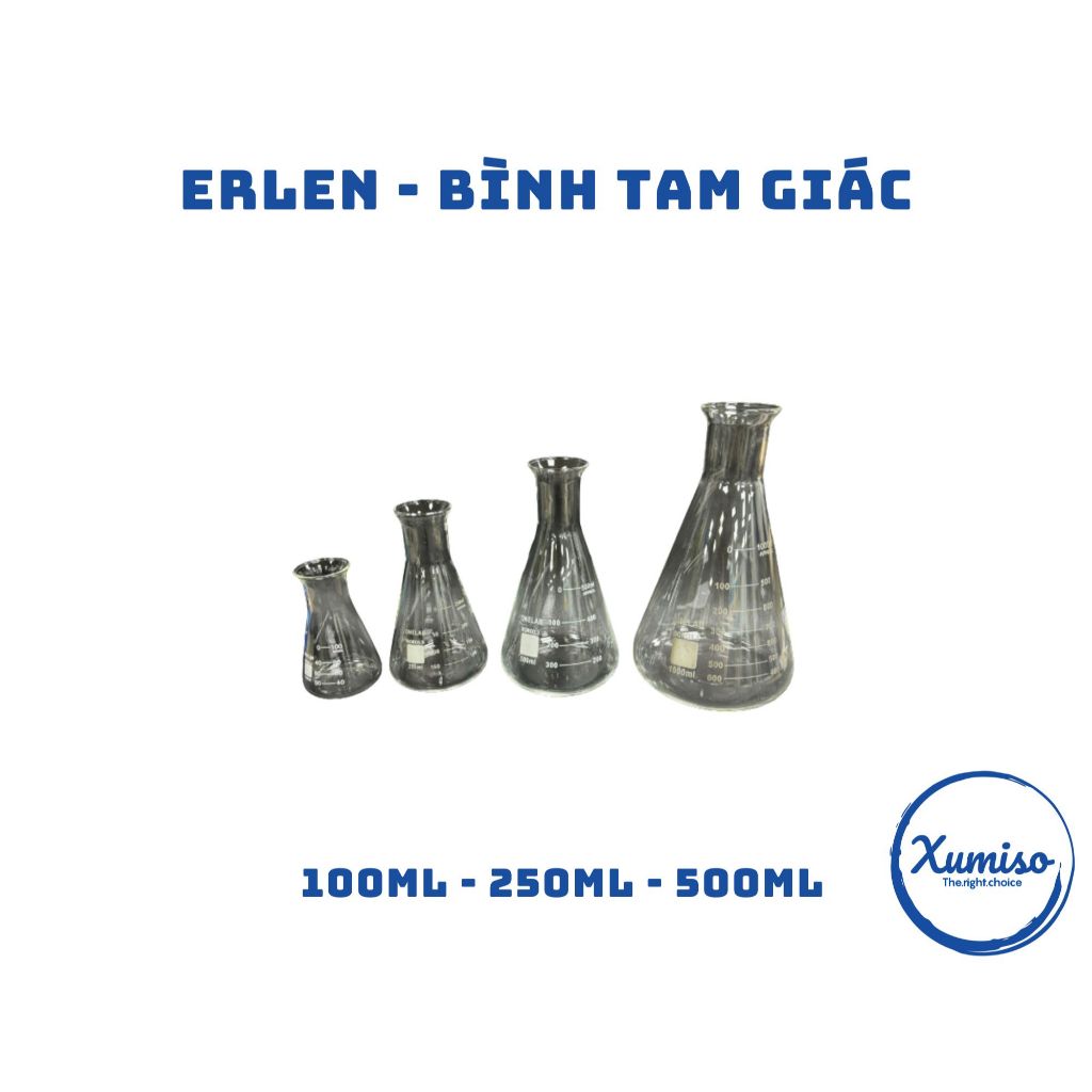 [HCM] Bình tam giác (Erlen) nhiều hãng (Bomex - Onelab - Genlab)- dụng cụ thí nghiệm Xumiso 100ml - 