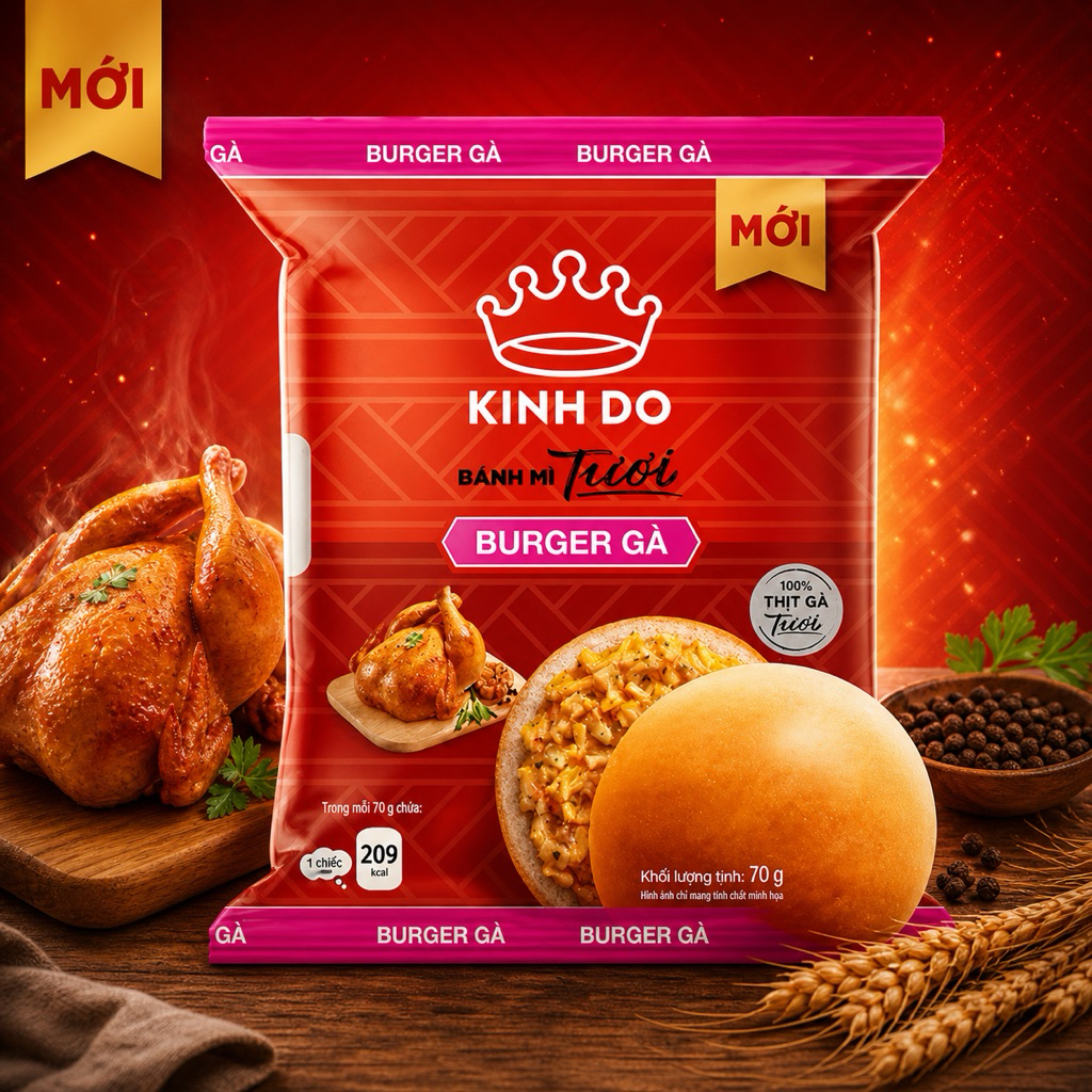 [ 10 cái ] Bánh mì Kinh Đô Tươi - Burger Gà
