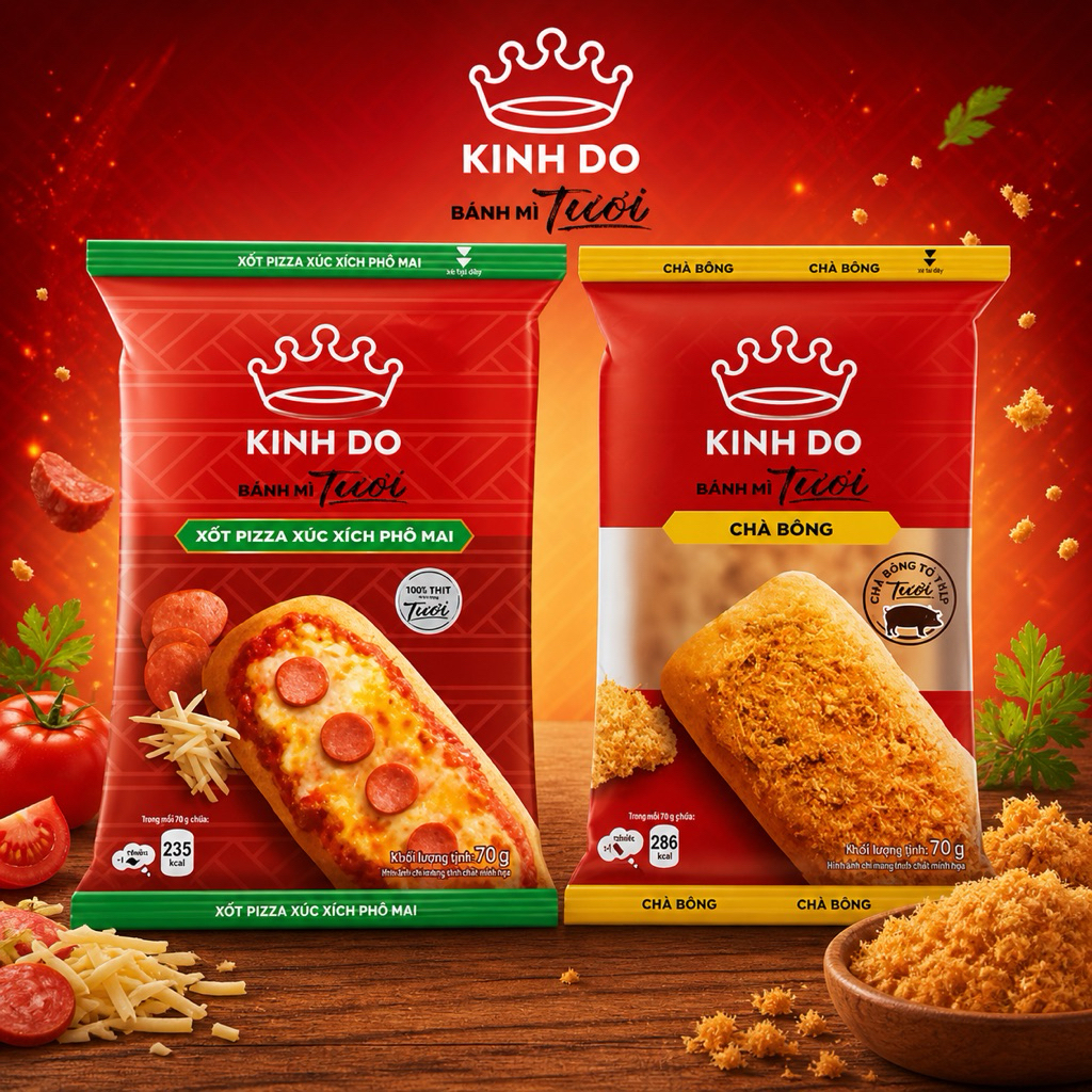 [ 10 cái ] Bánh mì Kinh Đô Tươi - Pizza Xúc Xích