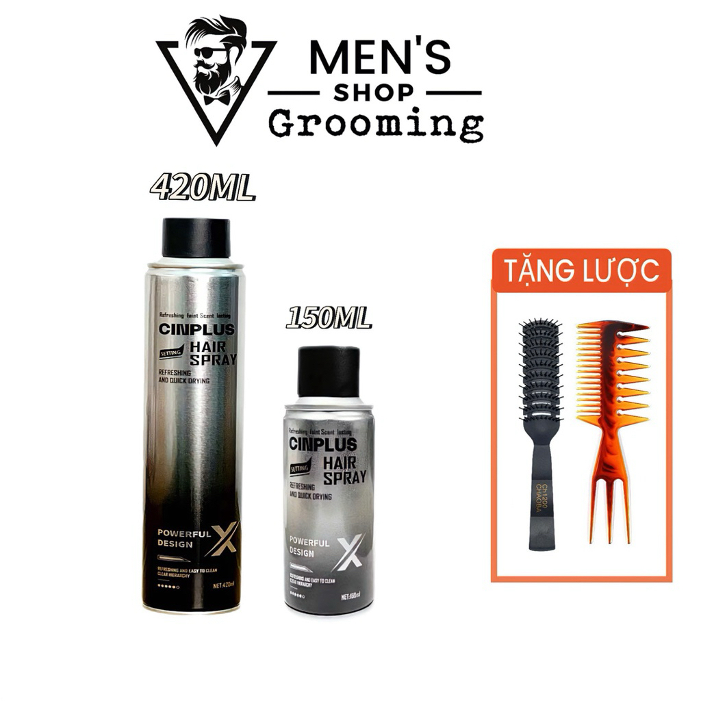 Gôm xịt giữ nếp tóc Cinplus X Hair Spray giúp giữ nếp tóc cả ngày mùi hương tươi mát