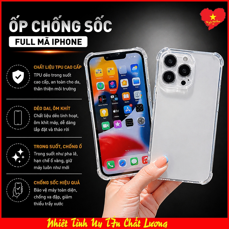 Ốp Lưng chống sốc iPhone X/XS, XR, XS Max  trong suốt dẻo Chống Sốc toàn diện Bảo Vệ  ĐT