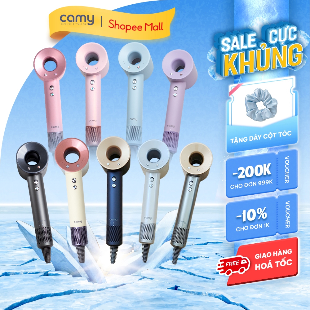 Máy sấy tóc ion âm Camy Air Power tốc độ cao 1600W BH 12 tháng tạo kiểu bảo vệ tóc 2 chiều nóng lạnh
