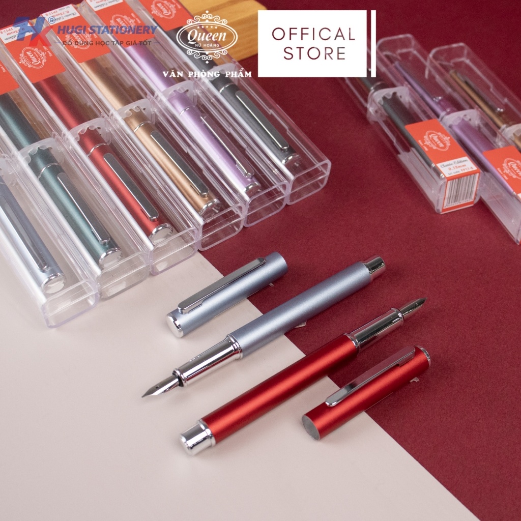 Bút Máy Queen FP17-8 Ngòi Mài Thanh Đậm – Tặng Piston, Luyện Chữ Đẹp Dễ Dàng, Viết Êm
