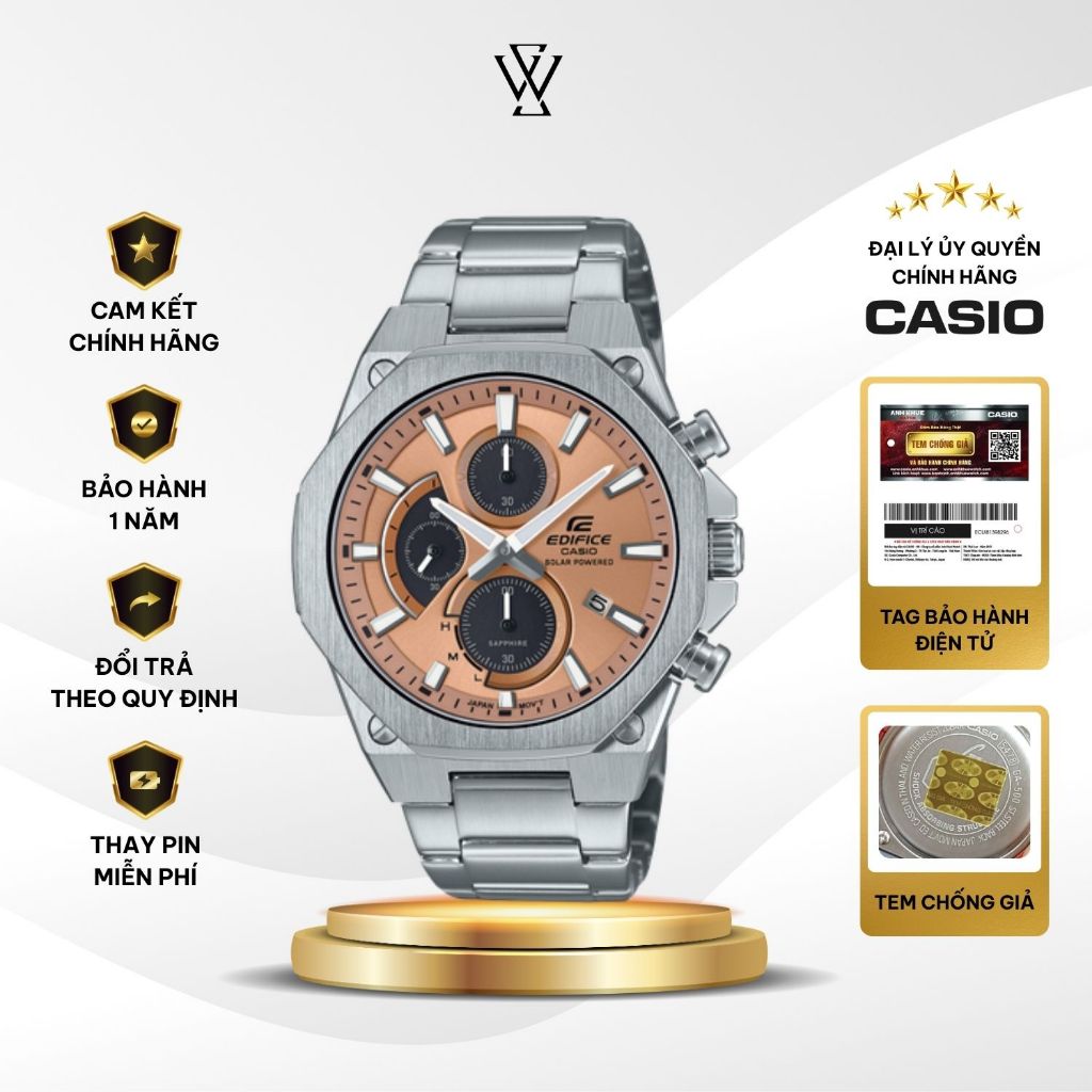 Đồng Hồ Casio Edifice Nam EFS-S570D-5AUDF Máy Pin năng lượng ánh sáng Kính Sapphire Size 44mm Dây Ki
