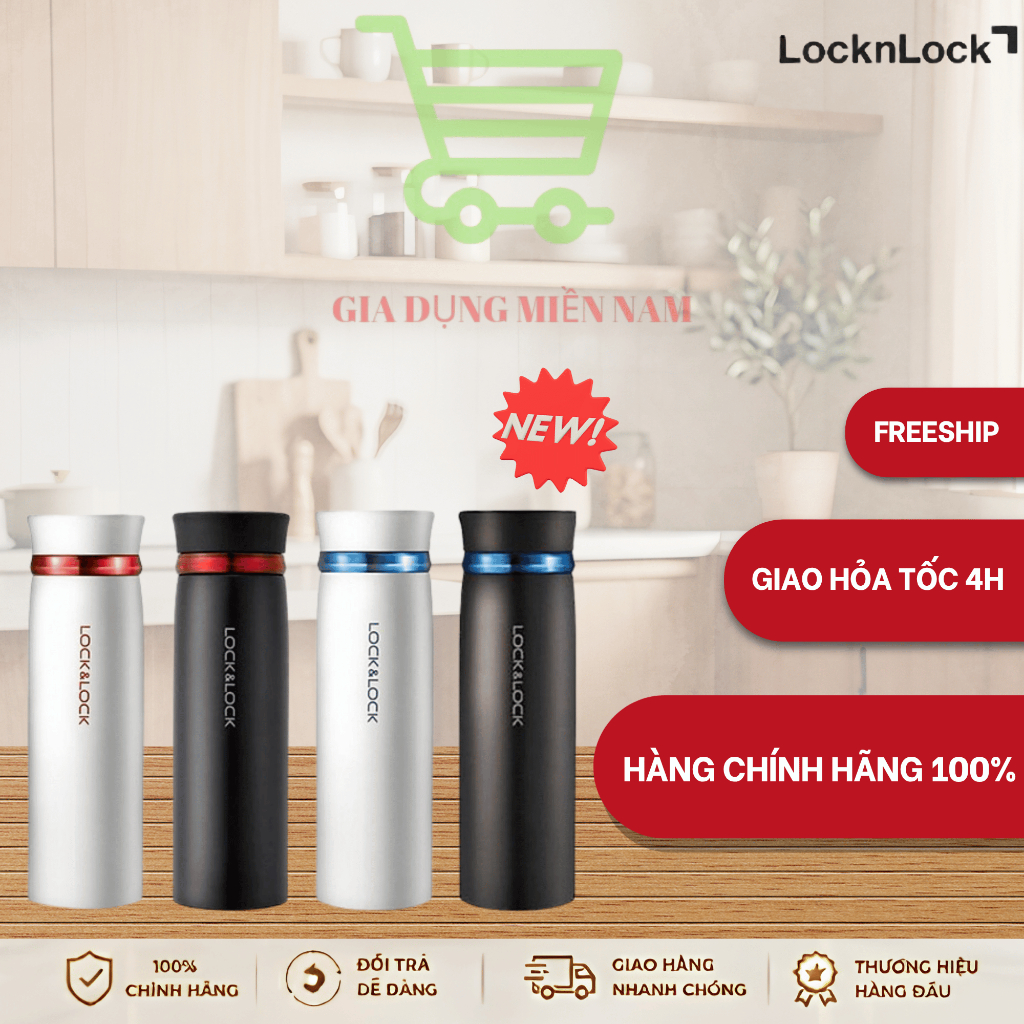 Bình giữ nhiệt LocknLock Feather Light LHC4131, dung tích 450ml - Hàng Chính Hãng