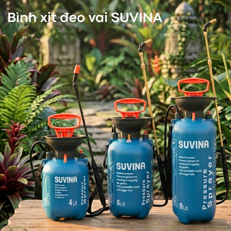 Bình Xịt Đeo Vai Suvina 4l 6l 9l Vòi Đồng Bền Bỉ Chịu Hóa Chất, Có BH, Dây Đeo Tùy Chỉnh
