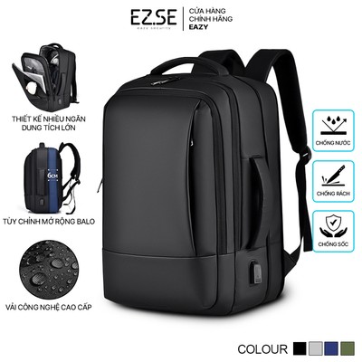 Balo laptop chống sốc chống nước cao cấp EAZY BLA01 có cổng sạc USB , Balo đựng laptop 15.6 17 inch kích thước lớn