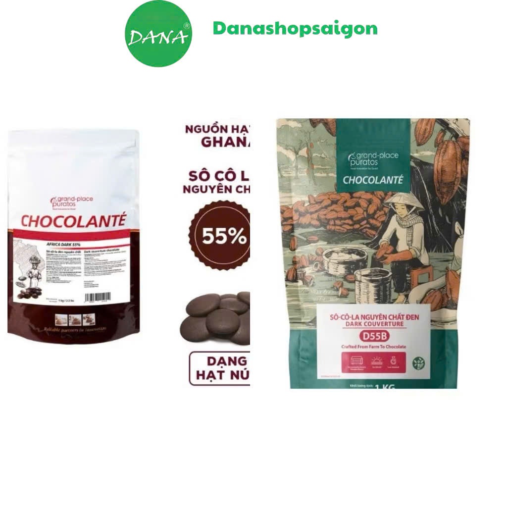 Socola Puratos Nguyên chất 55 - 75% hạt nút đen 200g